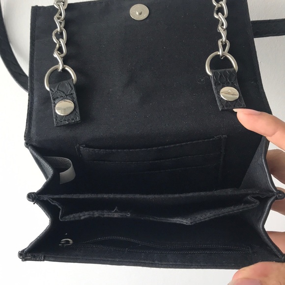 Snake Skin Faux Black Leather Mini Cross Body Bag - Picture 4 of 8